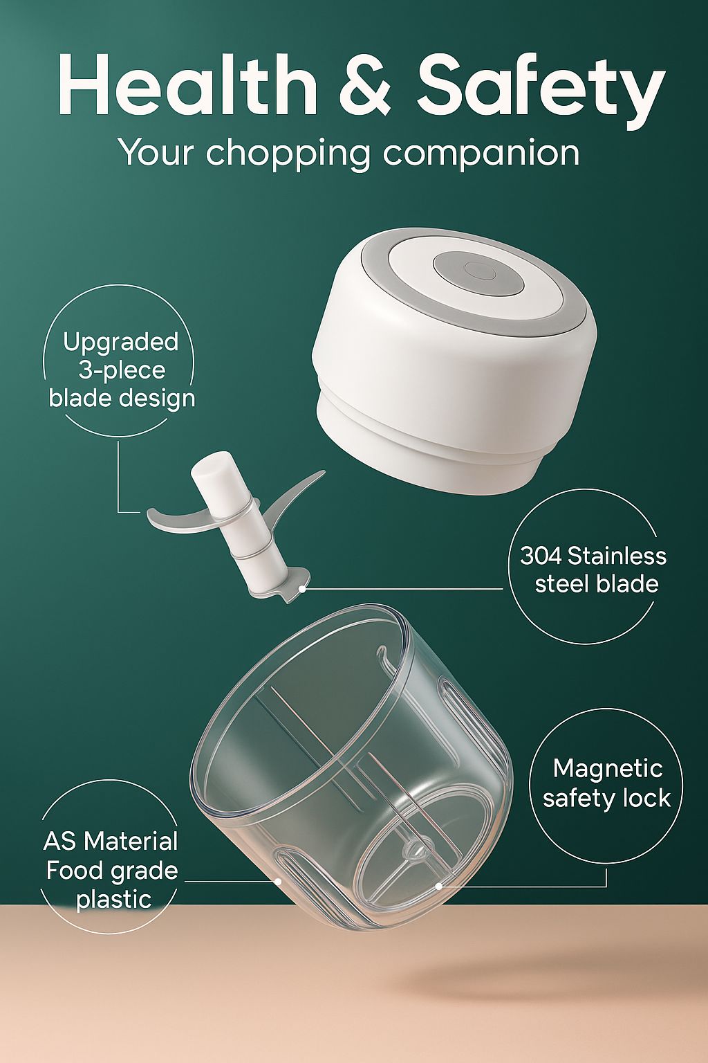 Zyra Mini Electric Food Chopper – Portable, Rechargeable & Powerful