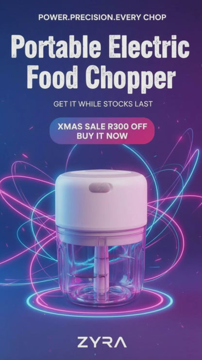 Zyra Mini Electric Food Chopper – Portable, Rechargeable & Powerful